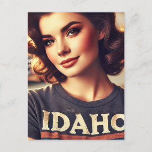 Carte Postale Vintage belle femme en chemise Idaho