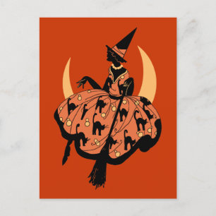 Carte Postale Vintage belle sorcière Silhouette