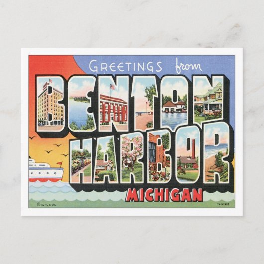 Carte postale vintage Benton Harbour Michigan USA (Devant)