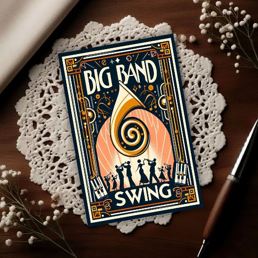 Carte Postale Vintage Big Band Swing Dance