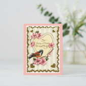 Carte postale vintage Bird Rose Valentine (Debout devant)