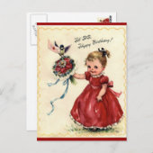 Carte postale vintage Birday Sister (Devant / Derrière)