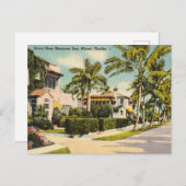 Carte Postale Vintage Biscayne Bay, Miami, Floride (Devant / Derrière)