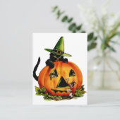 Carte postale vintage Black Cat et Citrouille (Debout devant)