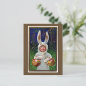 Carte postale vintage Blanc Bunny Suit Pâques (Debout devant)