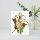 Carte Postale Vintage blanc rouge orchidée (Debout devant)