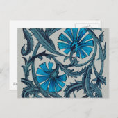 Carte Postale vintage bleu antique fleurs artisanat rustique (Devant / Derrière)