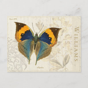 Carte postale vintage Bleu Bleu Papillon Botanique