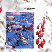 Carte Postale Vintage Bleu Noël hiver Wonderland Neige