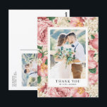 Carte Postale Vintage Blush et Fleurs d'ivoire Merci Mariage<br><div class="desc">Envoyez des remerciements à votre famille et à vos amis pour avoir fait partie de votre journée spéciale avec cette carte postale de remerciement personnalisable pour le mariage. Il présente un motif floral vintage de roses et pivoines roses rousses et d'hydrangées d'ivoire. Personnalisez ce mariage floral merci carte postale en...</div>