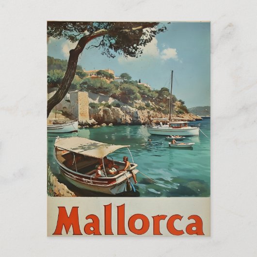 Carte postale vintage : Bonheur côtier à Majorque (Devant)