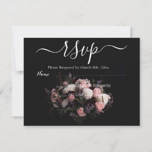 Carte postale vintage bordeaux foncé Floral RSVP