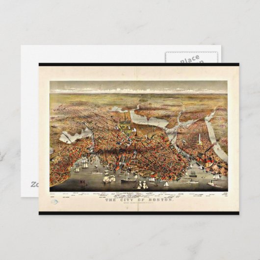 Carte postale Vintage Boston Maps-7 (Devant / Derrière)