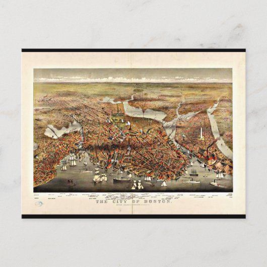 Carte postale Vintage Boston Maps-7 (Devant)