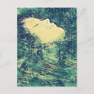 Carte Postale Vintage Bright Blue Ocean Wave Surfer Girl
