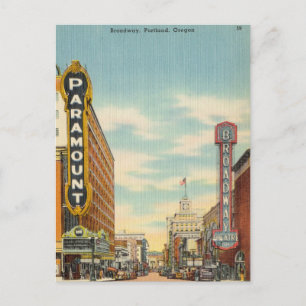 Carte Postale Vintage, Broadway, Portland, Oregon