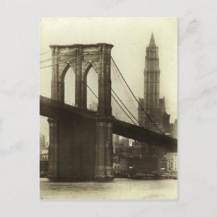 Carte Postale Vintage Brooklyn Bridge New York City Skyline