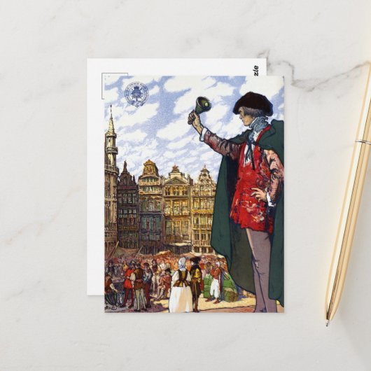 Carte Postale Vintage Bruxelles Belgique Commerce Extraite (Devant/Arrière en situation)