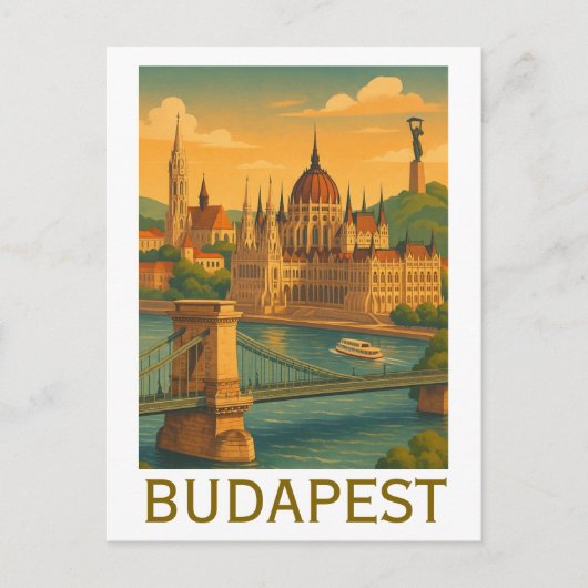 Carte Postale Vintage Budapest Hongrie Art de voyage (Devant)