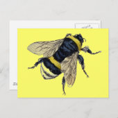 Carte Postale Vintage Bumble Bee (Devant / Derrière)