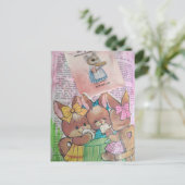 Carte Postale Vintage Bunnies and Mouse Collage (Debout devant)