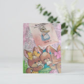Carte Postale Vintage Bunnies and Mouse Collage (Debout devant)