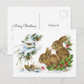 Carte Postale Vintage Bunnies de Noël (Devant / Derrière)