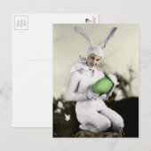 Carte postale vintage Bunny Girl Pâques (Devant / Derrière)