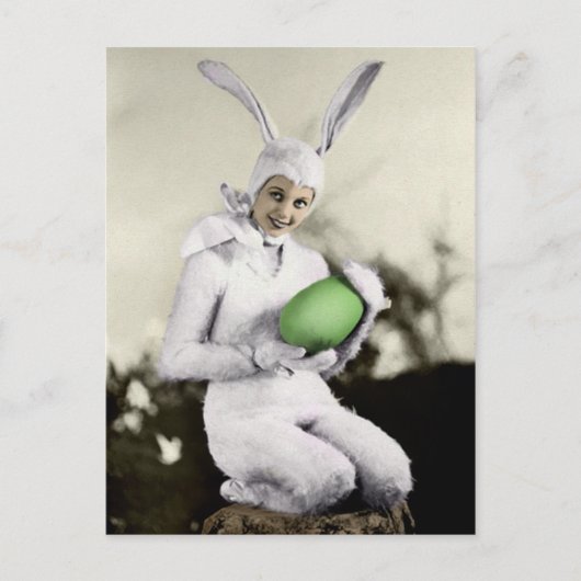 Carte postale vintage Bunny Girl Pâques (Devant)