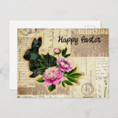 Carte postale vintage Bunny Pâques Collage (Devant / Derrière)