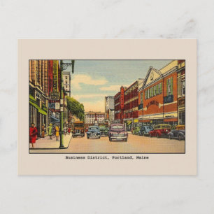 Carte Postale Vintage Business District, Portland, ME