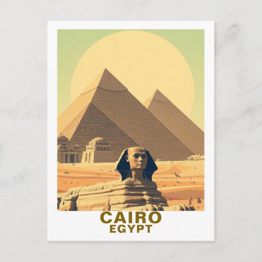 Carte Postale Vintage Cairo Egypt Pyramids & Sphinx Travel (Devant)