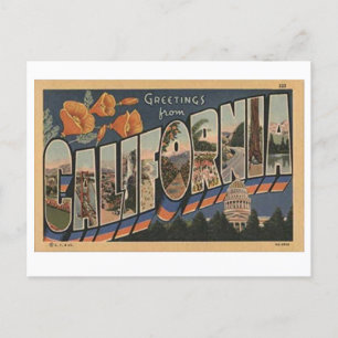 Carte postale vintage California Big Letter