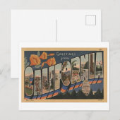 Carte postale vintage California Big Letter (Devant / Derrière)