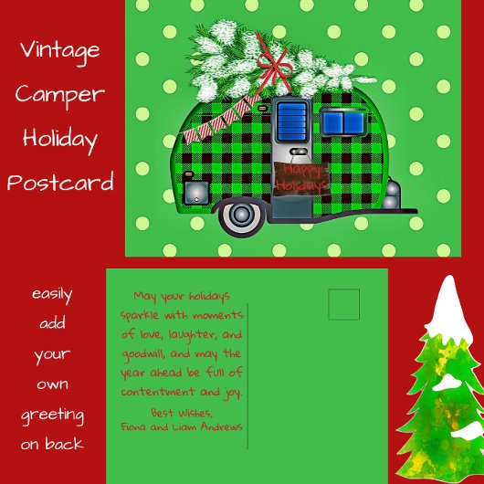 Carte postale vintage Camper Holiday