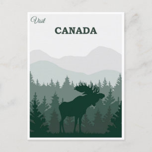 Carte Postale Vintage Canada Nature Moose Travel