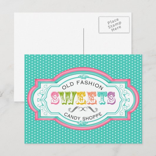 Carte postale vintage Candy Parlor (Devant / Derrière)
