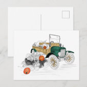 Carte Postale Vintage Car Citrouille Harvest (Devant / Derrière)