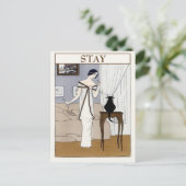 Carte postale vintage CAT, modifier le texte (Debout devant)