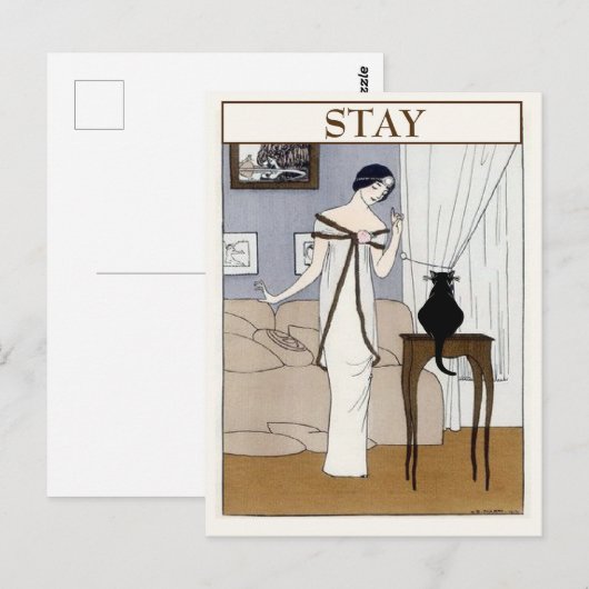 Carte postale vintage CAT, modifier le texte (Devant / Derrière)