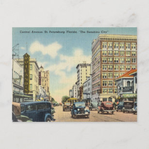 Carte Postale Vintage Central Avenue, St. Petersburg Floride
