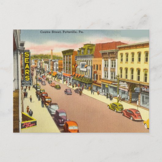 Carte Postale Vintage Centre Street, Pottsville, Pa (Devant)