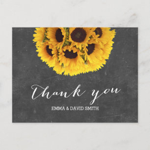 Carte Postale Vintage Chalkboard Sunflower Ball Merci