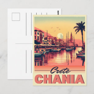 Carte Postale Vintage Chania Ville créte grèce vacances