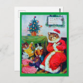 Carte Postale Vintage Chat Noël, Louis Wain (Devant / Derrière)