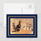 Carte postale vintage Chats à l'école (Devant / Derrière)