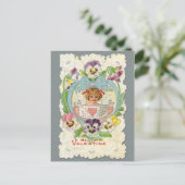 Carte postale vintage Cherub et Pansies Valentine (Debout devant)