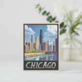 Carte Postale Vintage Chicago City Skyline (Debout devant)