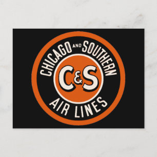 Carte Postale Vintage Chicago et Southern Air Lines