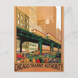 Carte Postale Vintage Chicago, États-Unis -
